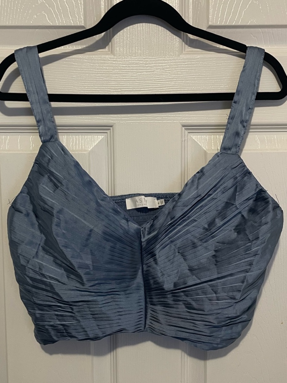 🌟3/$12🌟Astr Slate Blue Pleated V-Neck Crop Top